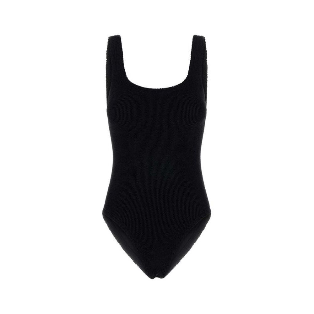 Hunza G Women Black Stretch Nylon Coverage Square Swimsuit